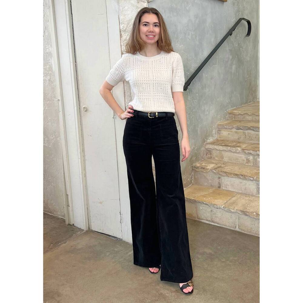 NEW NILI LOTAN florence high rise bootcut pant in jet black